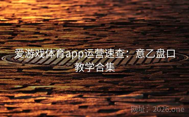 爱游戏体育app运营速查：意乙盘口教学合集  第1张
